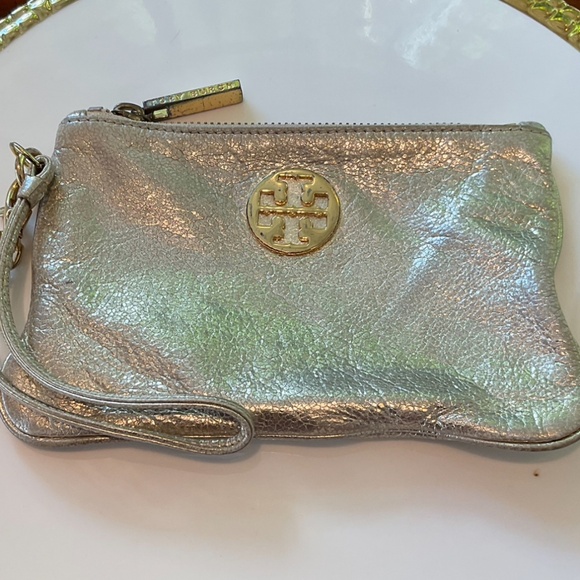Tory Burch Shimmery Gold Small Wristlet Purse - Picture 1 of 7